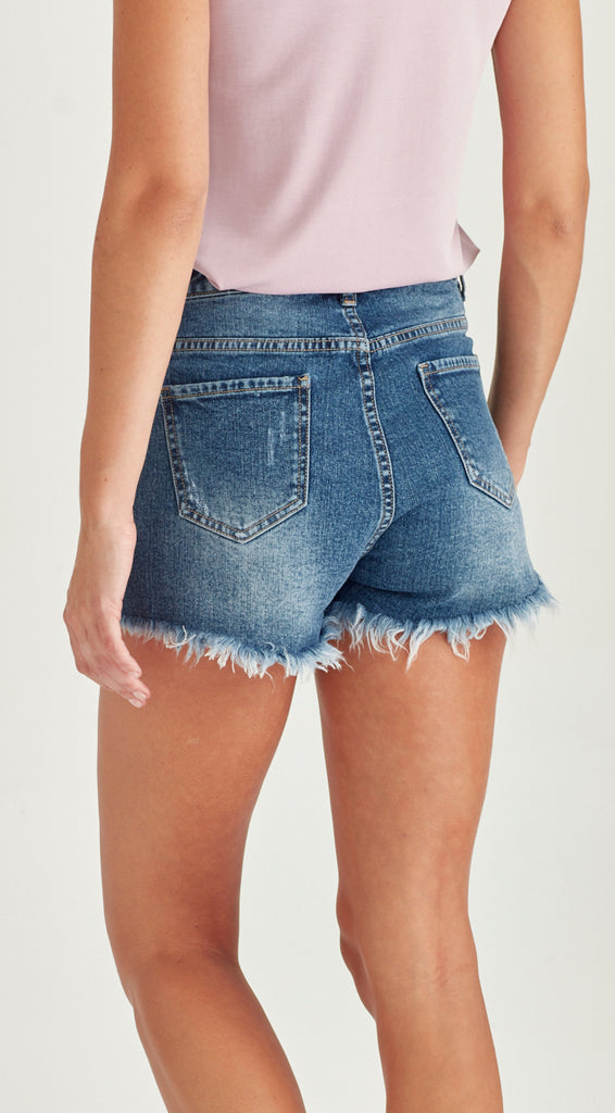 stretch denim dark blue shorts