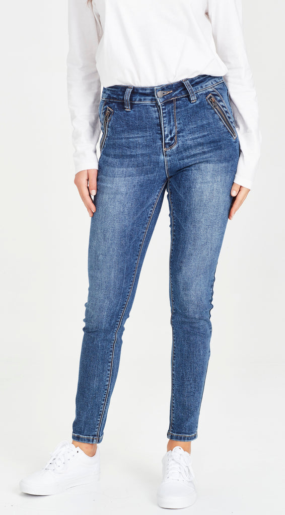 high waisted skinny dark blue jean