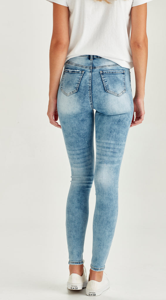 blue long skinny stretch denim jean