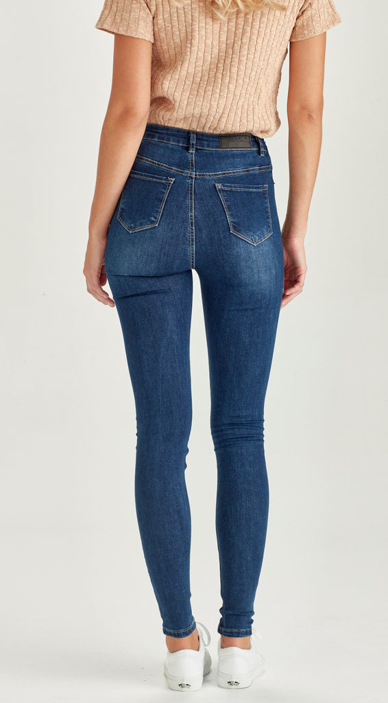 dark blue long skinny stretch denim jean