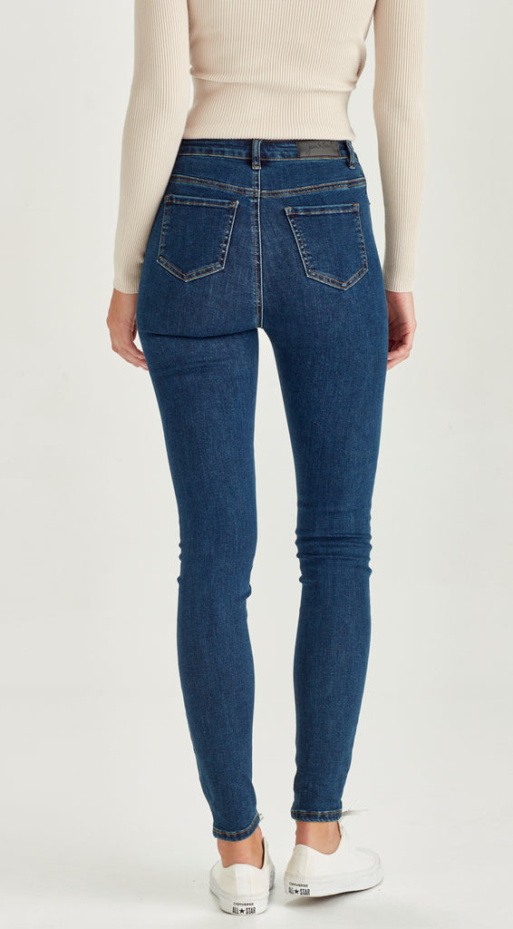 Indigo blue long skinny stretch denim jean